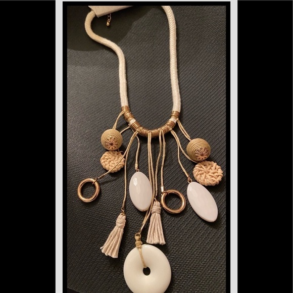 Bijoux Bar Jewelry - Bijoux Bar Women’s Bohemian Style Neutral Color With Gold Mix Beaded Necklace